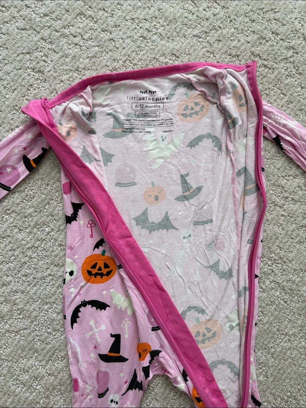 Little Sleepies Pink Glowing Ghouls Zippy